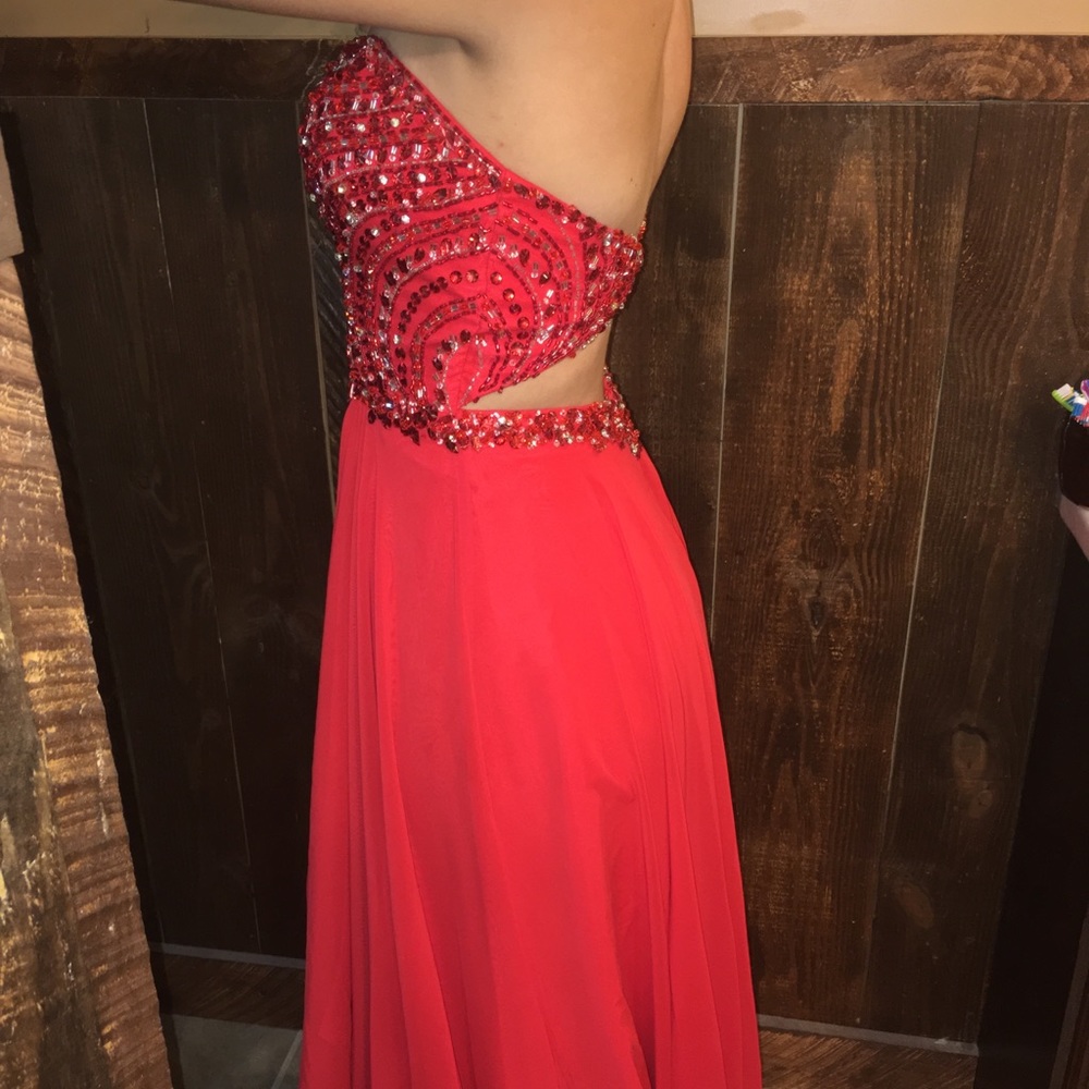 Red Beaded Formal Dress
